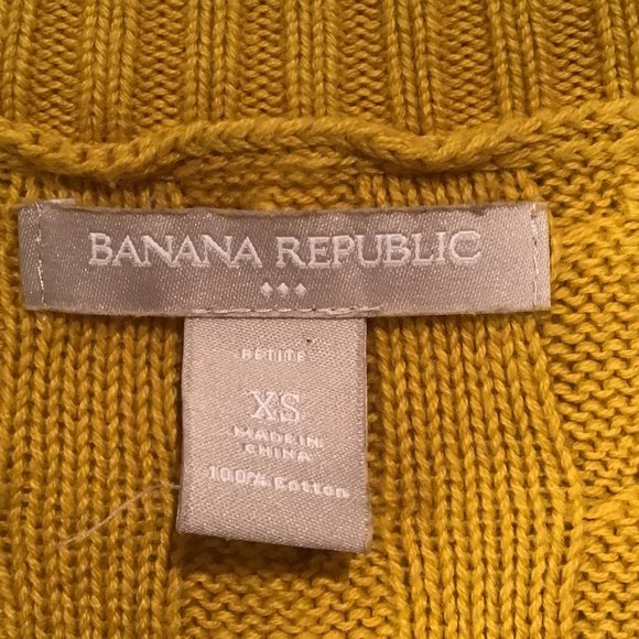 Banana Republic Short Sleeve Mustard Yellow Cable Knit Sweater Size XS - Picture 9 of 9